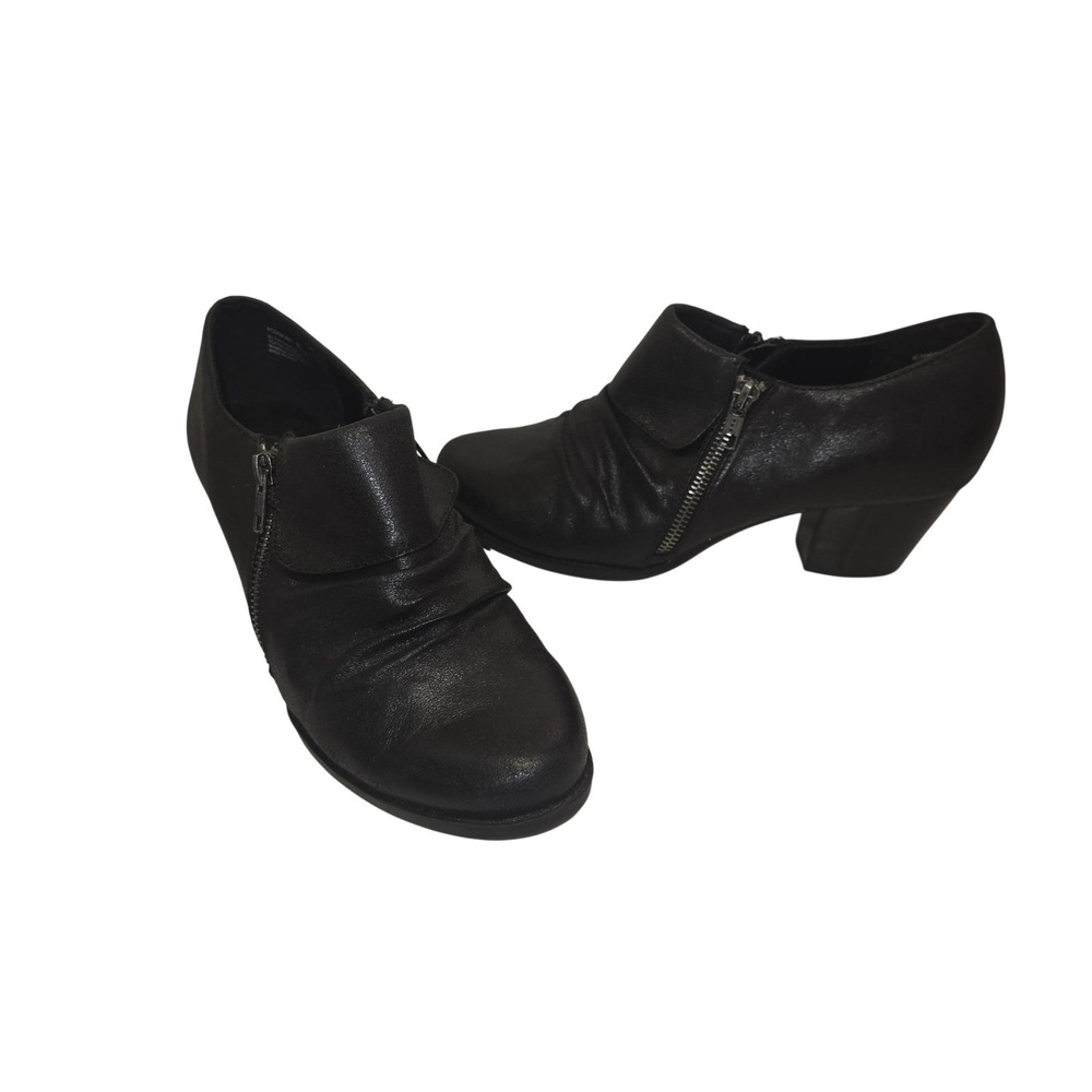 Baretraps Rosamund Boots Women 8.5W Black Ankle Zip Ruched Booties Comfort